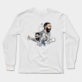 Karim Benzema on Sketch Art Long Sleeve T-Shirt